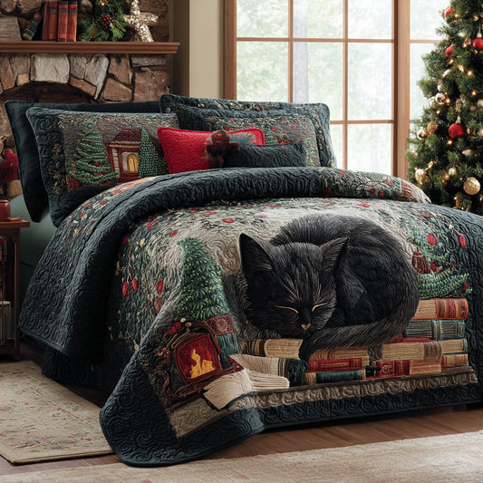 Cozy Catmas 3-Piece Quilted Bedding Set NCU0DV1296