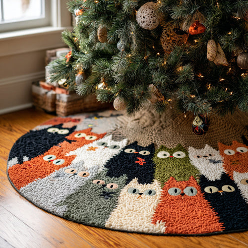 Cozy Catmas Christmas Quilted Tree Skirt NCU0DV1326