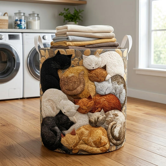 Cozy Catpile Quilted Laundry Basket NCU0PVL825