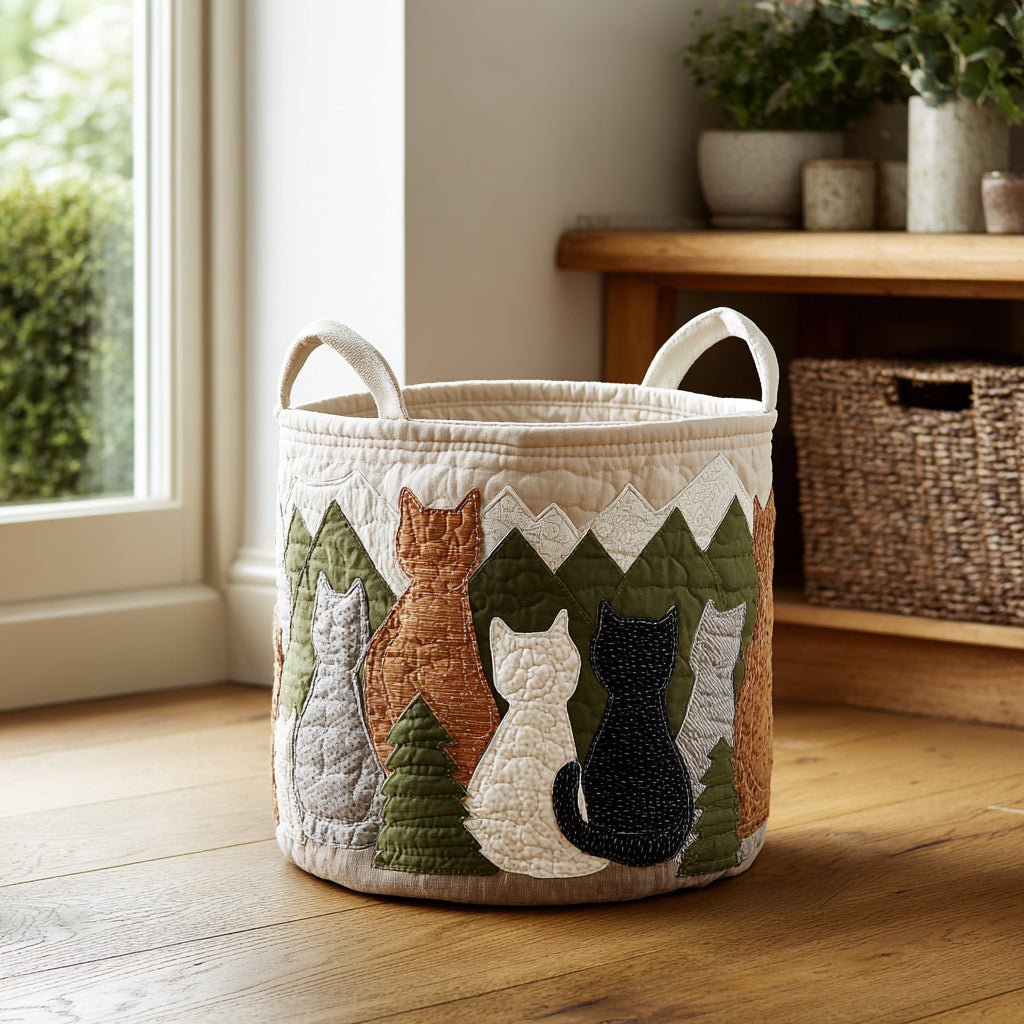 Cozy Cats Quilted Laundry Basket NCU0DV1612