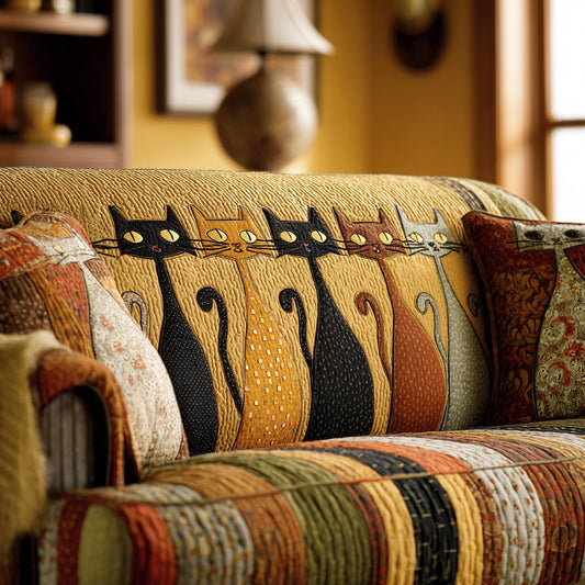 Cozy Cats Quilted Sofa Cover NCU0DV1871
