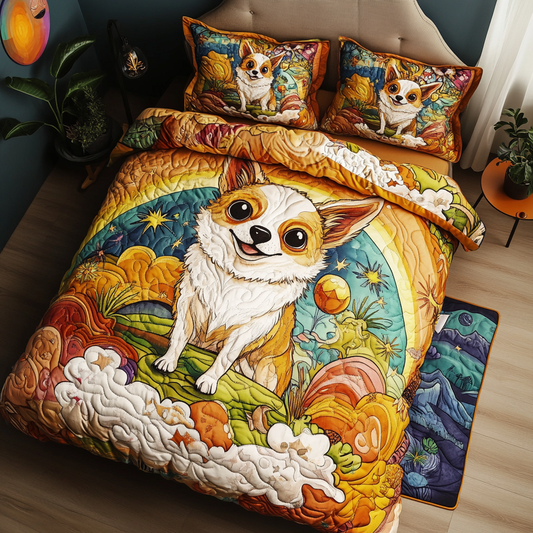 Cozy Chihuahua 3-Piece Quilted Bedding Set NCU0NVH773