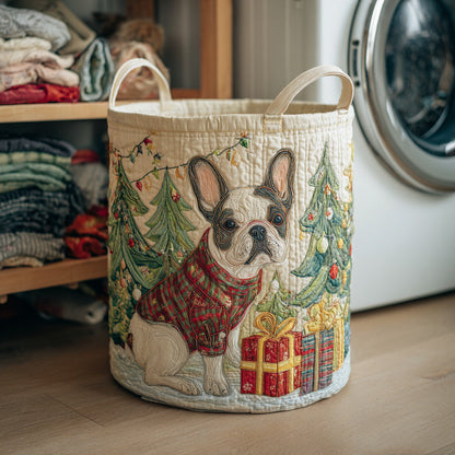 Cozy Christmas Bulldog Quilted Laundry Basket NCU0HNH134