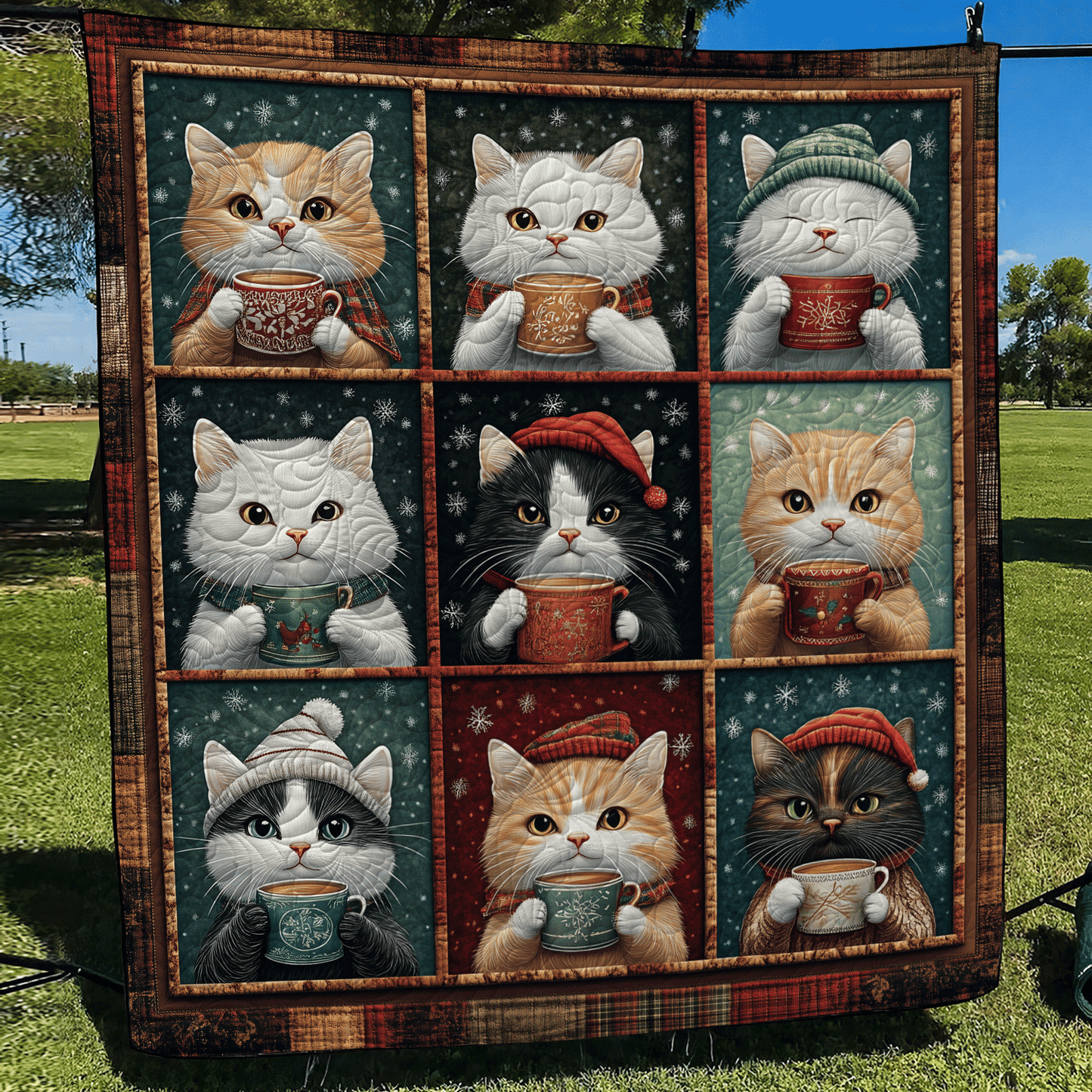 Cozy Christmas Cats Quilted Blanket NCU0TL1265