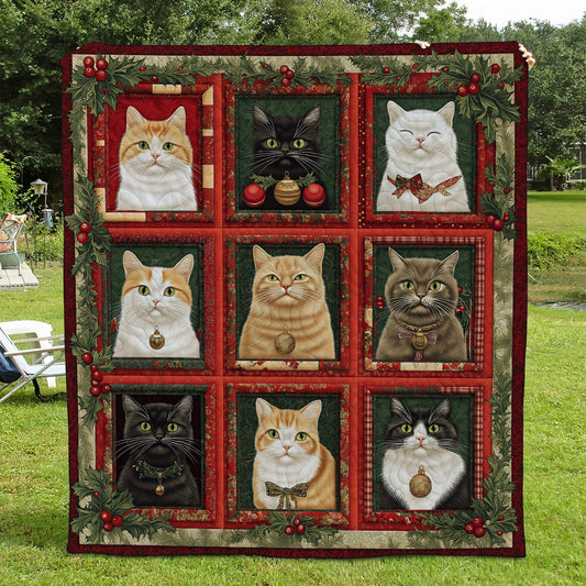 Cozy Christmas Cats Quilted Blanket NCU0TL1686