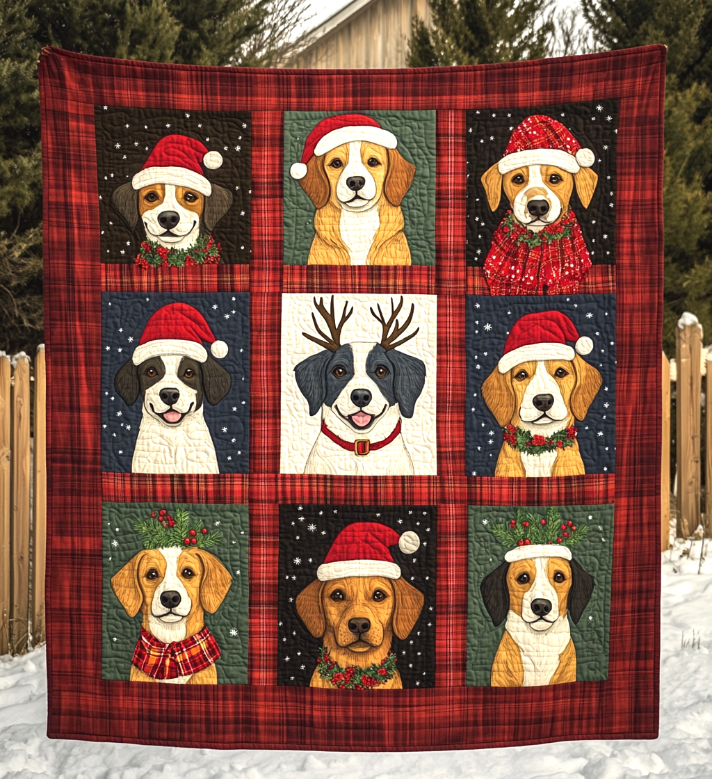 Cozy Christmas Dog Quilted Blanket NCU0VL646