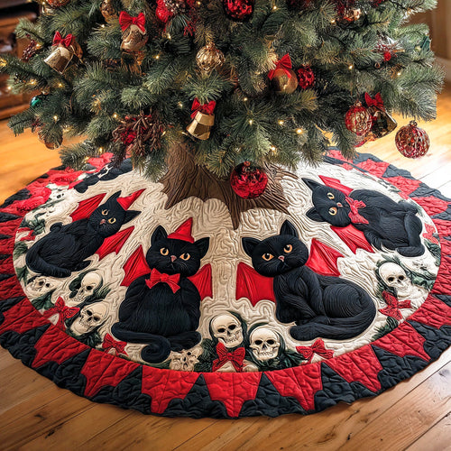 Cozy Christmas Feline Christmas Quilted Tree Skirt NCU0NTD789