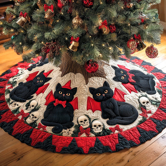 Cozy Christmas Feline Christmas Quilted Tree Skirt NCU0NTD789