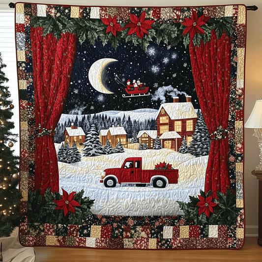 Cozy Christmas Village Quilted Blanket NCU0TH2108