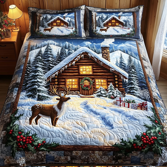 Cozy Claus Cabin Quilted Bedding Set NCU0DV1729
