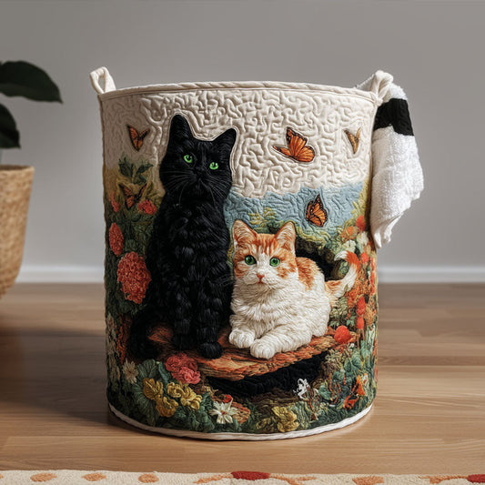 Cozy Cottage Cat Quilted Laundry Basket NCU0PTT2078