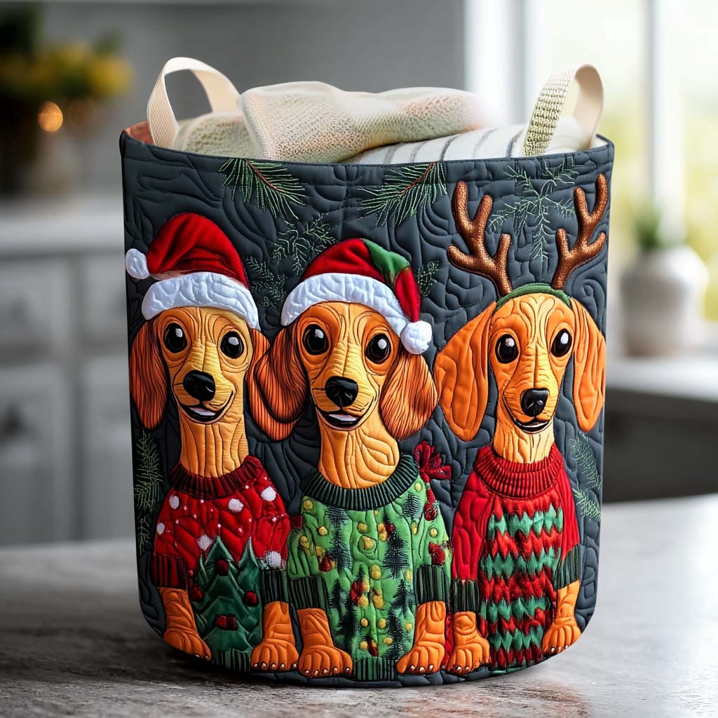 Cozy Dachshund Quilted Laundry Basket NCU0NNL070