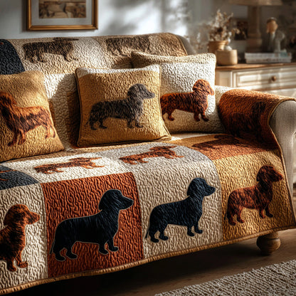 Cozy Dachshunds Quilted Sofa Cover NCU0LDH369