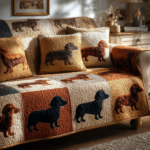 Cozy Dachshunds Quilted Sofa Cover NCU0LDH369