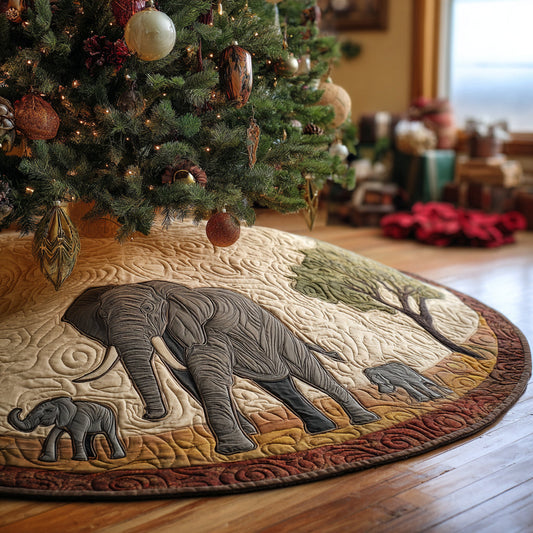 Cozy Elephant Christmas Quilted Tree Skirt NCU0DV1434