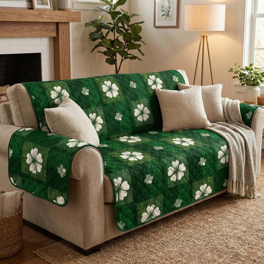 Cozy Emerald Quilted Sofa Cover NCU0NXD1370