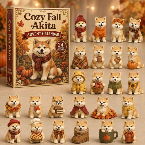 FALL KICKOFF 40% OFF - Cozy Fall Akita Advent Calendar 2026 - 24-Day Festive Countdown, Acrylic Charms Blind Box - Gift For Akita Lovers AC0NT168