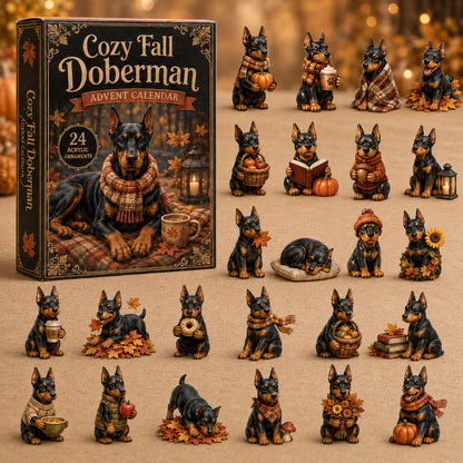 FALL KICKOFF 40% OFF - Cozy Fall Doberman Advent Calendar 2026 - 24-Day Festive Countdown, Acrylic Charms Blind Box - Gift For Doberman Lovers AC0NT211