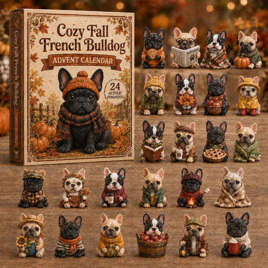 FALL KICKOFF 40% OFF - Cozy Fall French Bulldog Advent Calendar 2026 - 24-Day Festive Countdown, Acrylic Charms Blind Box - Gift For Dog Lovers AC0NT082