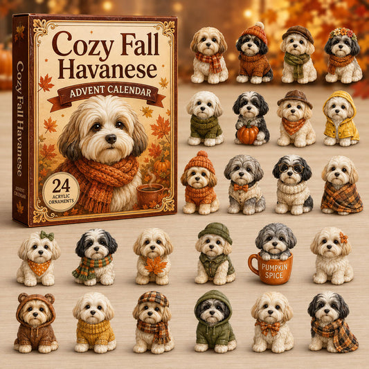 FALL KICKOFF 40% OFF - Cozy Fall Havanese Advent Calendar 2026 - 24-Day Festive Countdown, Acrylic Charms Blind Box - Gift For Havanese Lovers AC0NT207