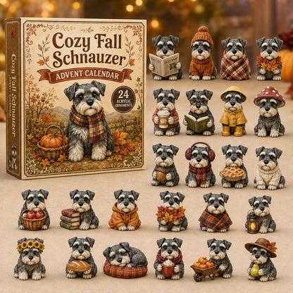 FALL KICKOFF 40% OFF - Cozy Fall Schnauzer Advent Calendar 2026 - 24-Day Festive Countdown, Acrylic Charms Blind Box - Gift For Schnauzer Lovers AC0NT047