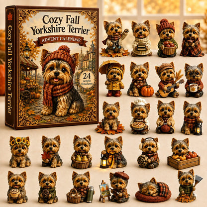 CHRISTMAS KICKOFF 40% OFF - Cozy Fall Yorkshire Terrier Advent Calendar 2026 - 24-Day Festive Countdown, Acrylic Charms Blind Box - Gift For Dog Lovers