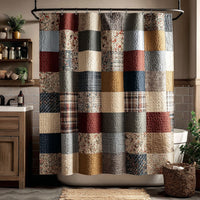 Cozy Farmhouse Squares Shower Curtain NCU0NNT2925