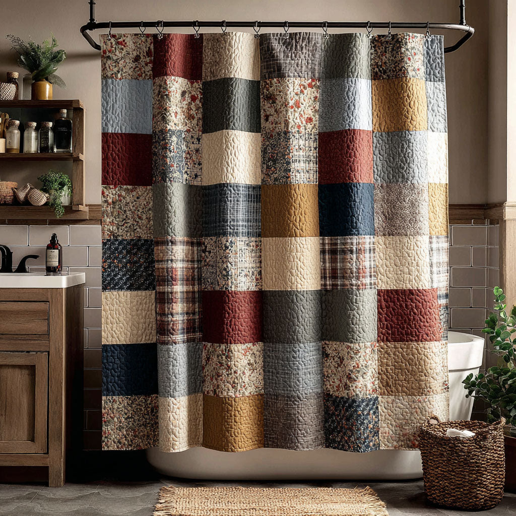Cozy Farmhouse Squares Shower Curtain NCU0NNT2925