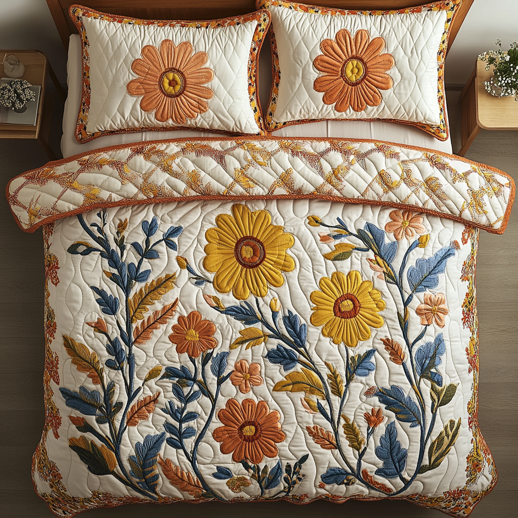Cozy Flora 3-Piece Quilted Bedding Set NCU0DDK465
