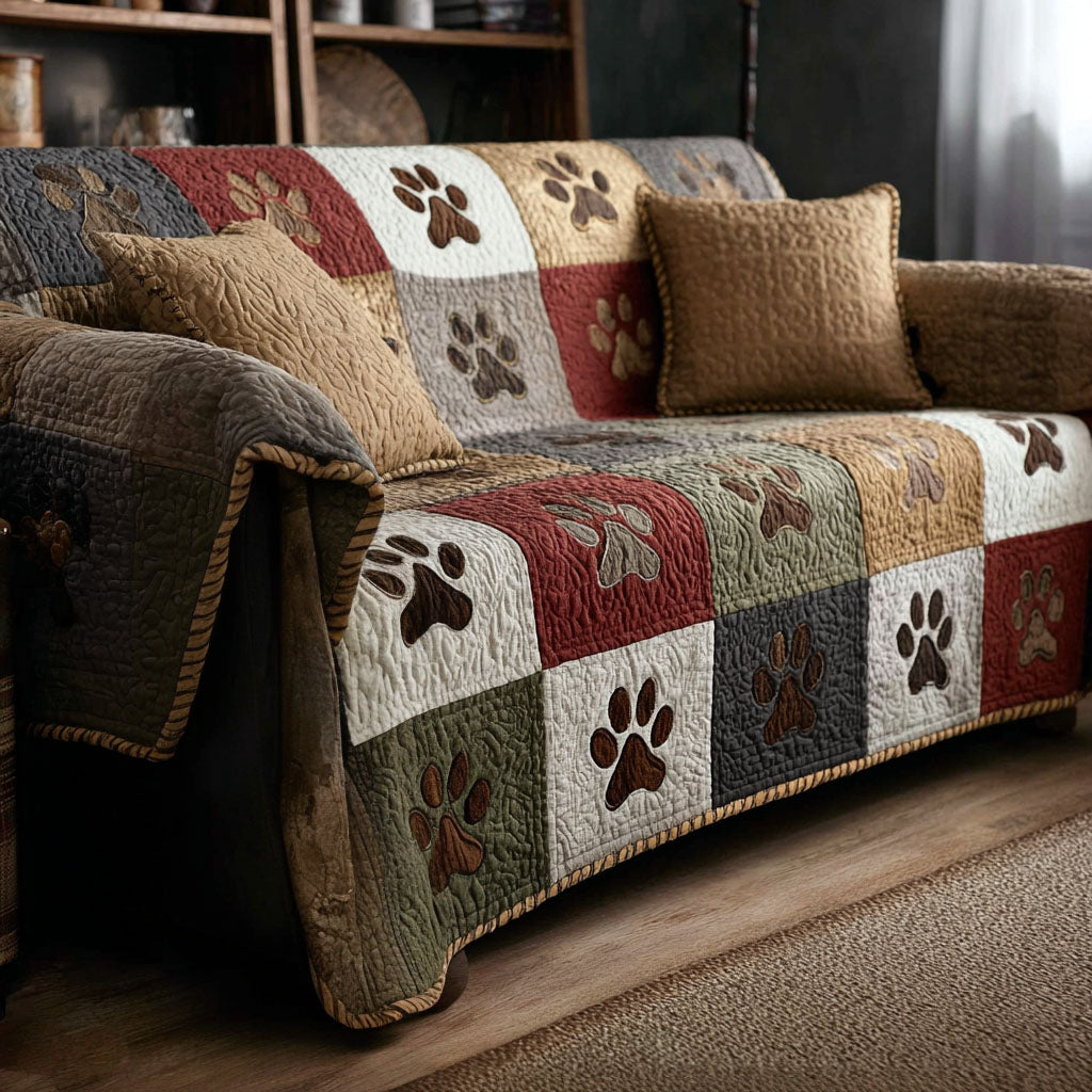 Cozy Footprints Quilted Sofa Cover NCU0NNT2824