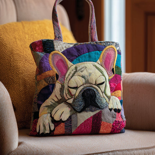 Cozy Frenchie Vibes Quilted Tote Bag NCU0PTT2038