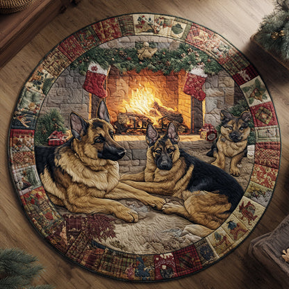 Cozy German Shepherd Cabin Quilted Round Mat NCU0DV1104