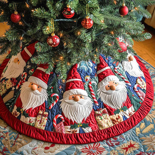 Cozy Gift Gnomes Christmas Quilted Tree Skirt NCU0NTD739