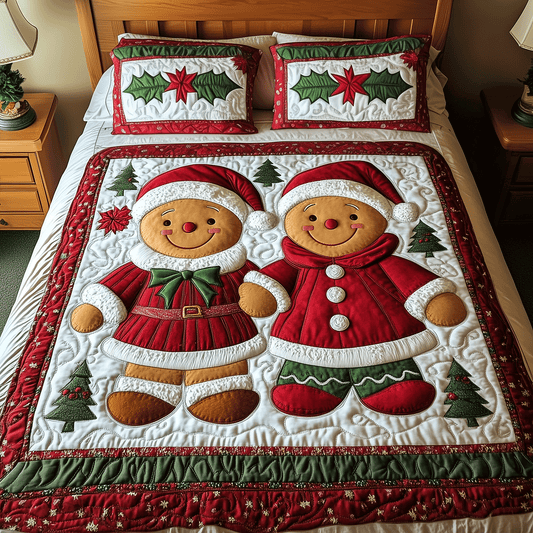 Cozy Gingerbread Wonderland 3-Piece Quilted Bedding Set NCU0TH2217