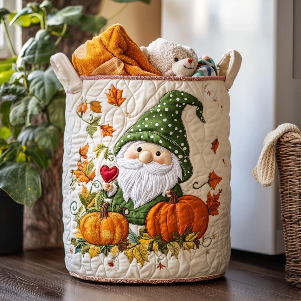 Cozy Gnome Time Quilted Laundry Basket NCU0NNT1372