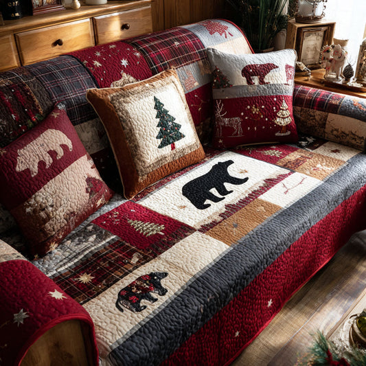 Cozy Grizzly Quilted Sofa Cover NCU0PTT2158
