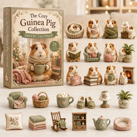 CHRISTMAS KICKOFF 40% OFF - Cozy Guinea Pig Advent Calendar 2026 - 24-Day Festive Countdown, Acrylic Charms Blind Box - Gift For Guinea Pig Lovers
