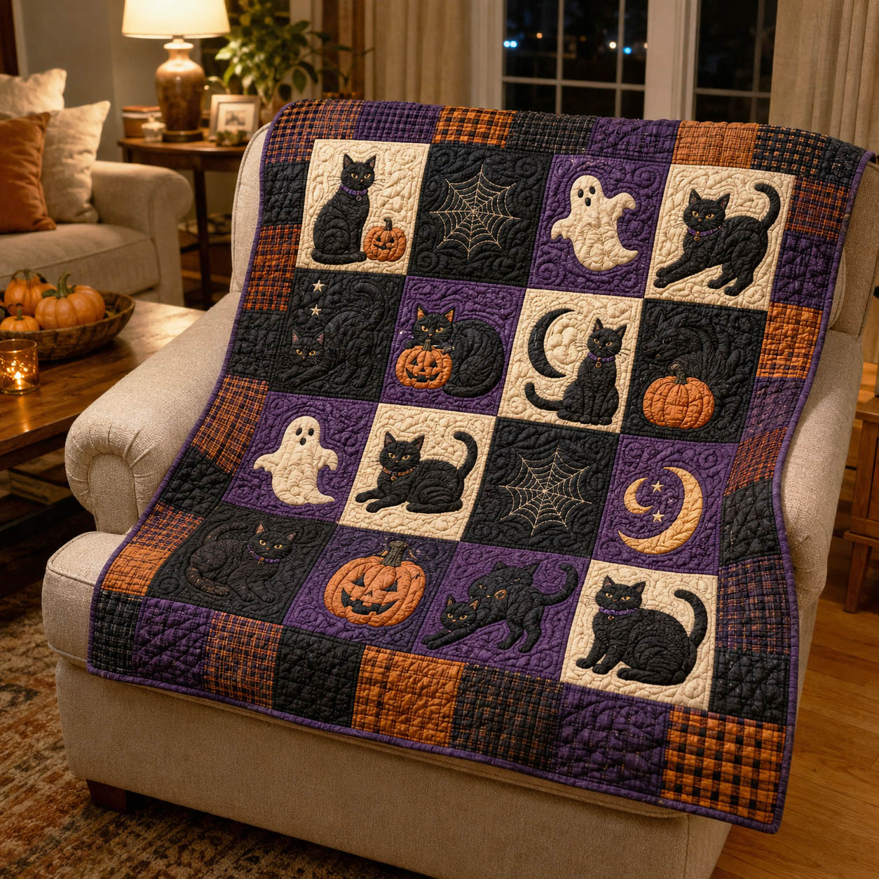 Cozy Halloween Quilted Blanket NCU0NTD2045