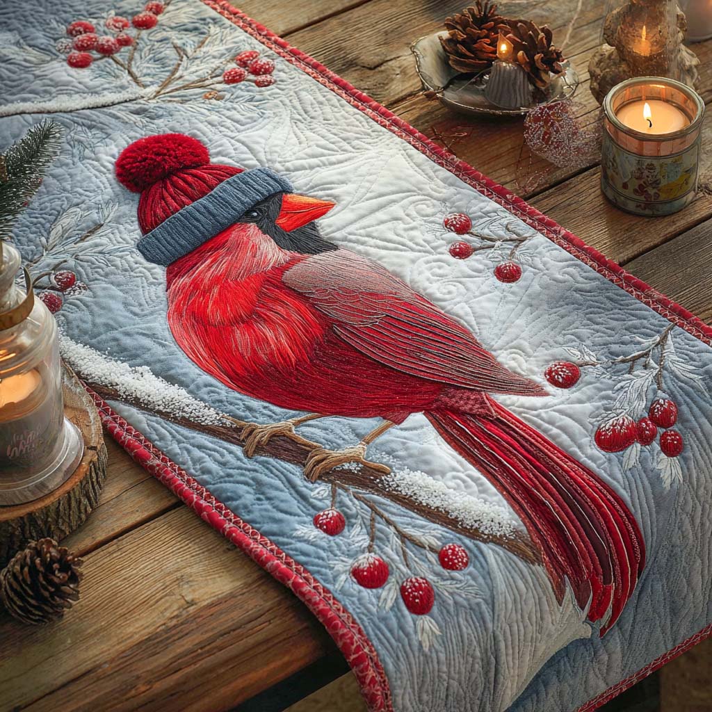 Cozy Hat Cardinal Quilted Table Runner NCU0NXD812