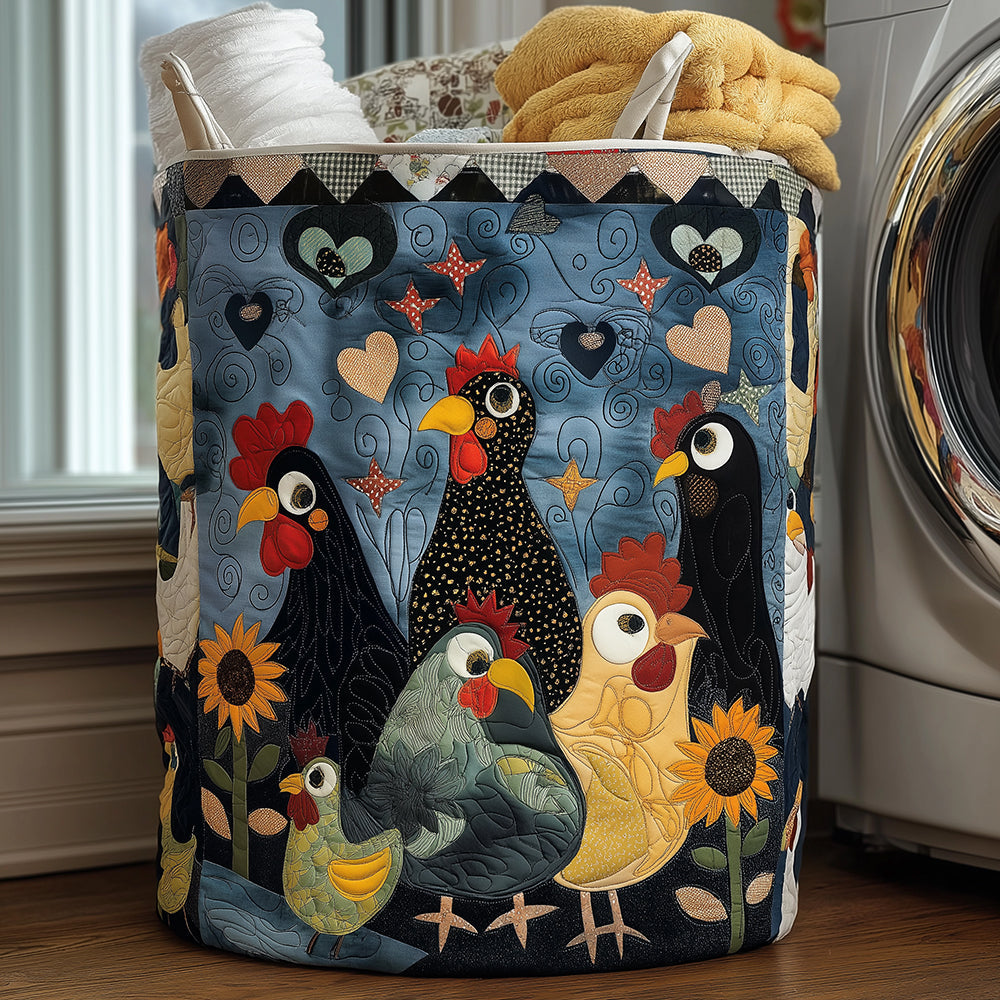 Cozy Hens Quilted Laundry Basket NCU0TH3118