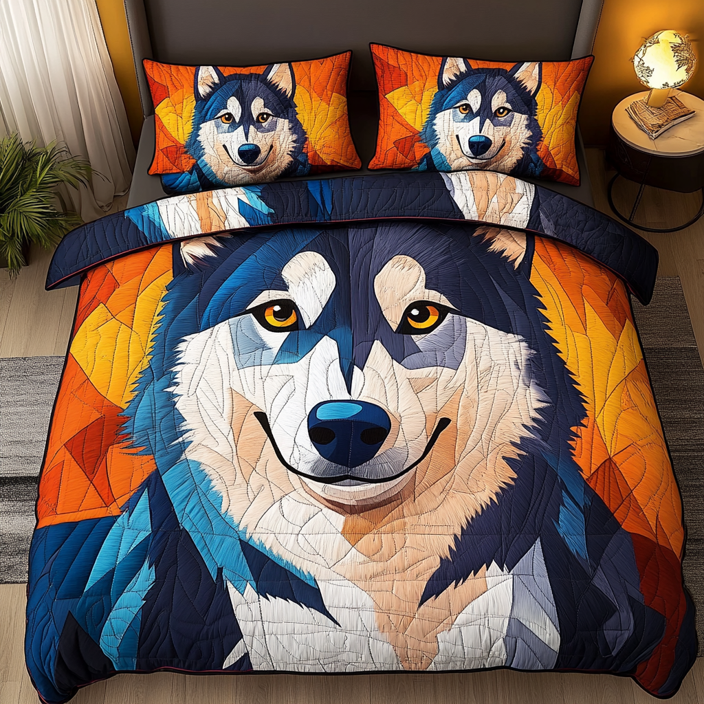 Cozy Husky 3-Piece Quilted Bedding Set NCU0PVL314