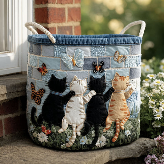 Cozy Kittens Quilted Laundry Basket NCU0PTT2482