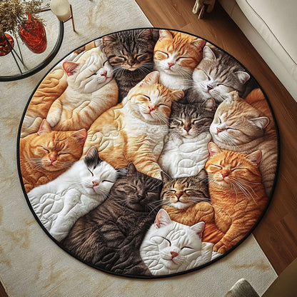 Cozy Kittens Wheel Quilted Round Mat NCU0PT1065