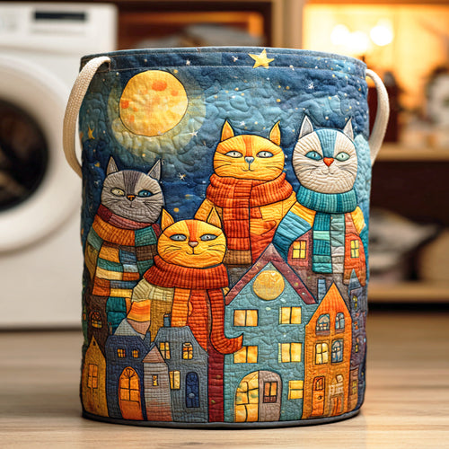 Cozy Kitty Bloom Quilted Laundry Basket NCU0NTD706