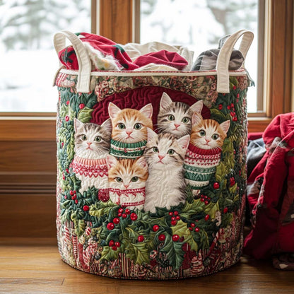 Cozy Kitty Time Quilted Laundry Basket NCU0NNT2200
