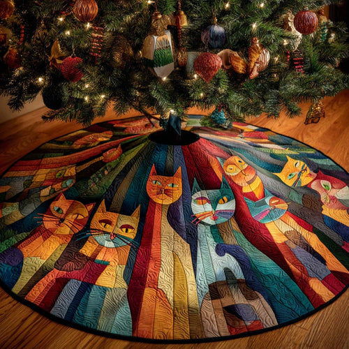 Cozy Kitty Trio Quilted Tree Skirt NCU0NXD1140