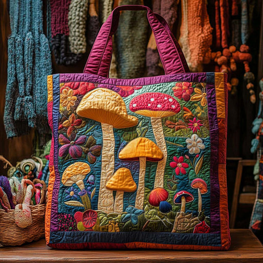 Cozy Knit Mushrooms Quilted Tote Bag NCU0NXD1181