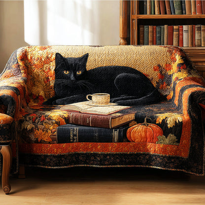 Cozy Library Cat Quilted Sofa Cover NCU0NTD904