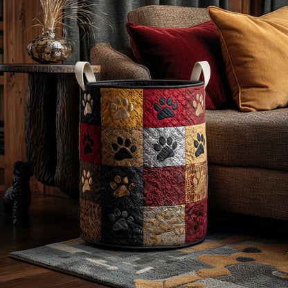 Cozy Lodge Pawprint Quilted Laundry Basket NCU0PTT2809