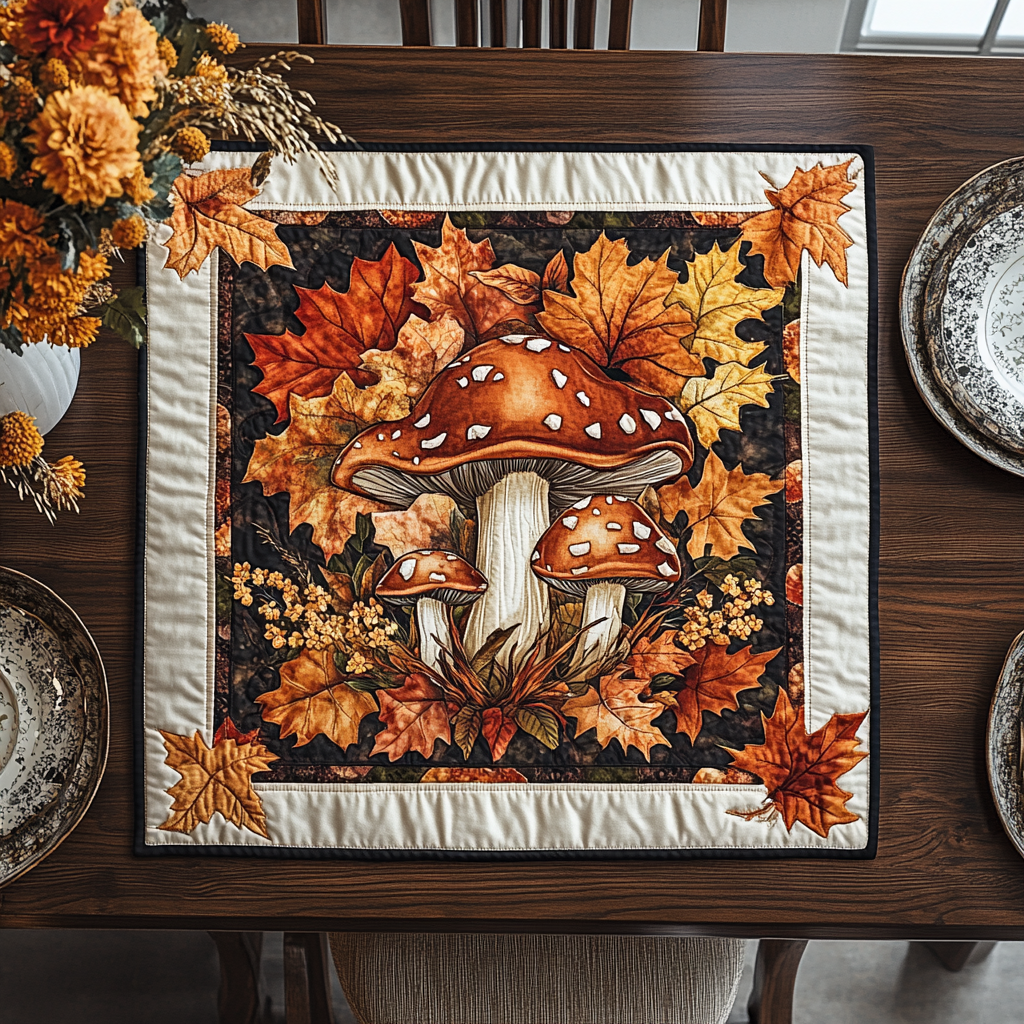 Cozy Mushroom Quilted Table Topper NCU0DDK903
